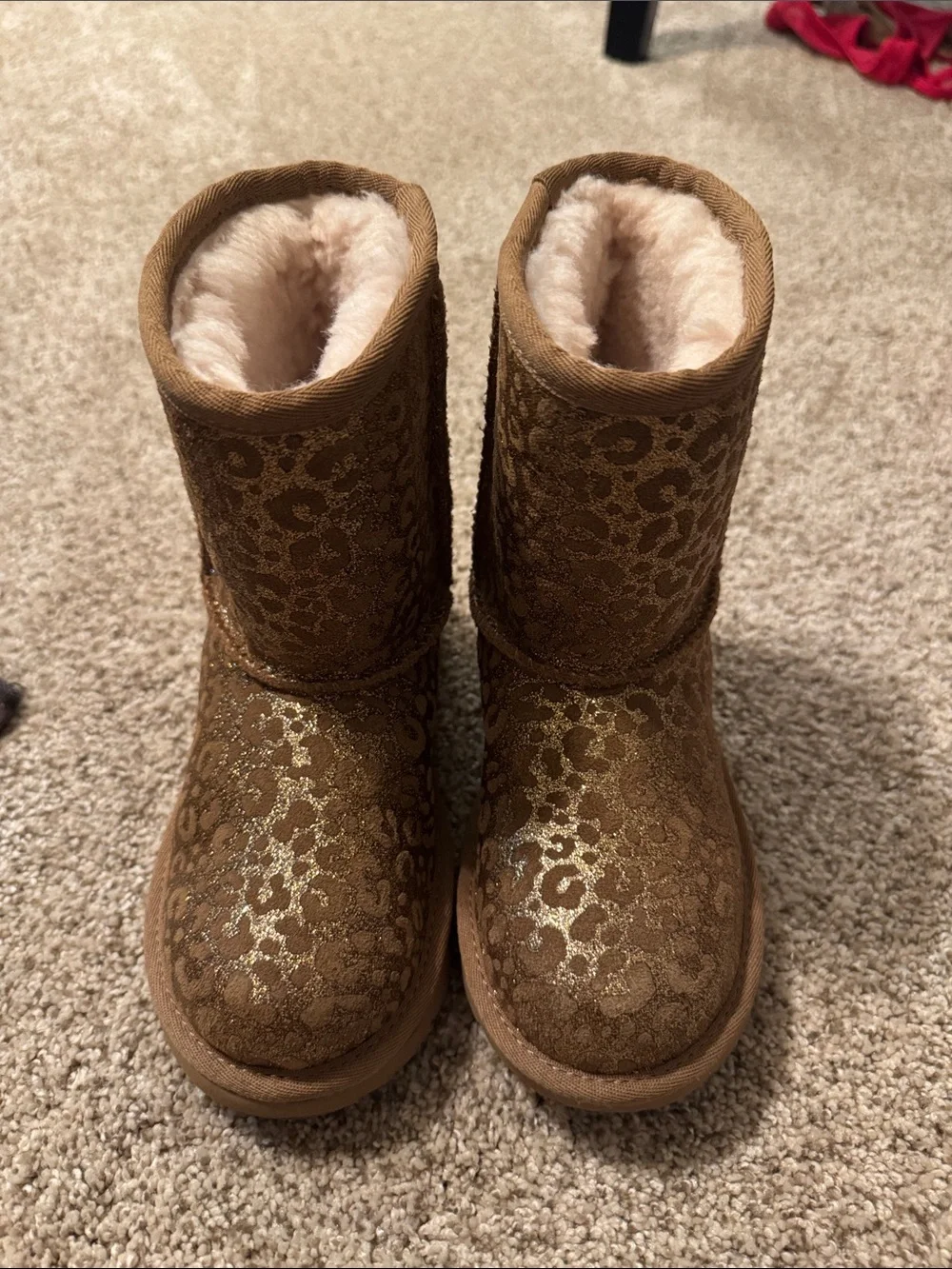 UGG Metallic Leopard Glitter Short Boots - Chestnut Gold